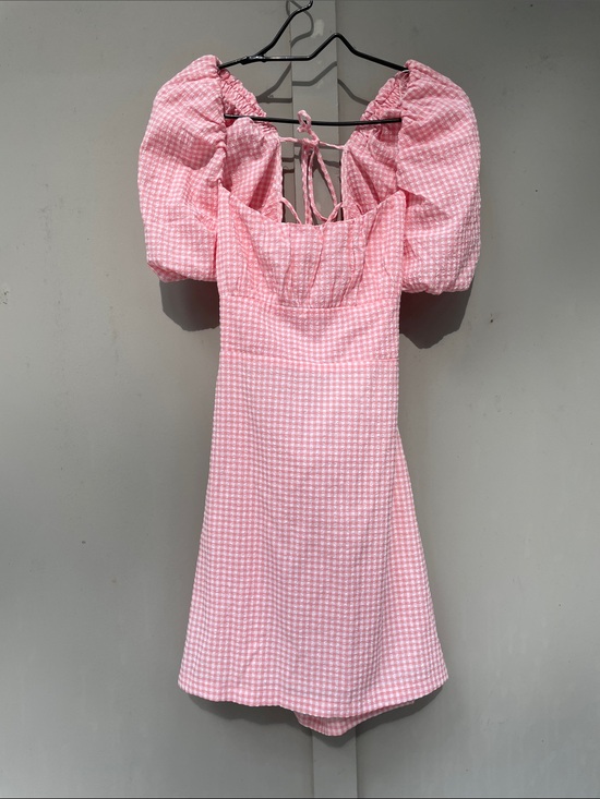 Anthropologie Dresses & Skirts - Mable/ Anthropologie “Lace Me Up Gingham Mini Dress”. Pink and White. Large.